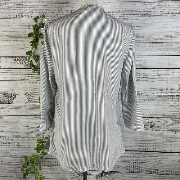 Jones New York Tunic Blouse sz Small Black White Striped Sailor Nautical Cruise - Picture 11 of 12